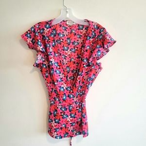 Floral Print Wrap Top